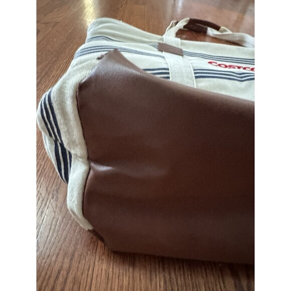 Costco XL Insulated Canvas Bag W/ Stripes Kirkland Coastal Look 17x24” MINT - Picture 6 of 8